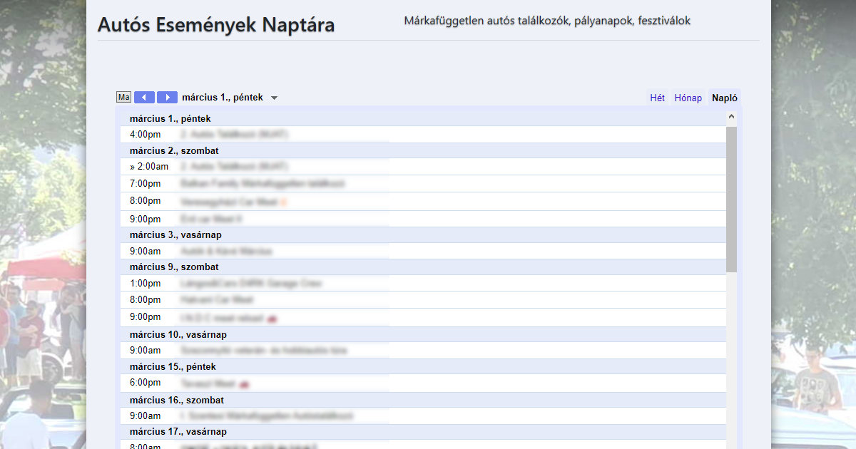 Autós Események Naptára